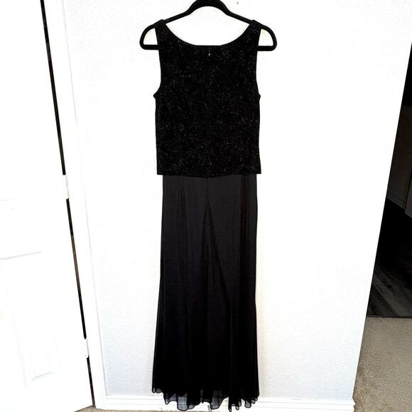 ALEX EVENINGS Gown And Jacket Shimmer Chiffon 2 PC SET Black Size 12 - Picture 5 of 10
